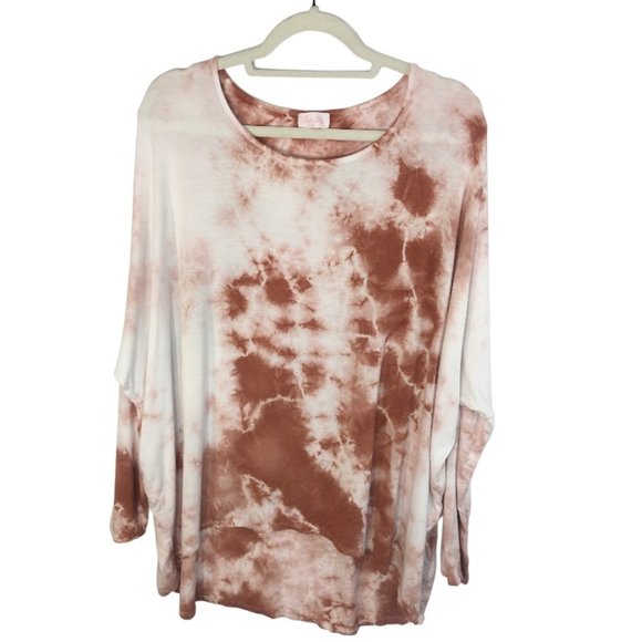 Pink Lily NWOT All You Have Rust Tie Dye Top, Oversized Flowy,  size Small - Picture 1 of 6